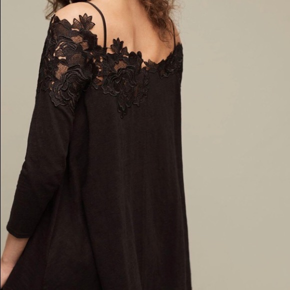 Black off-the-shoulder Anthropologie Shirt - Picture 2 of 3